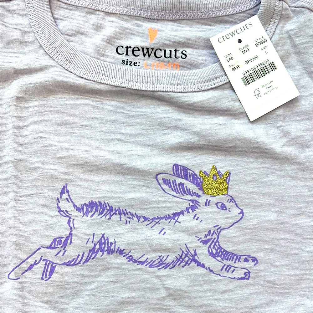 NWT Crewcuts Girls lilac purple lavender bunny tee t-shirt Spring Easter Rabbit